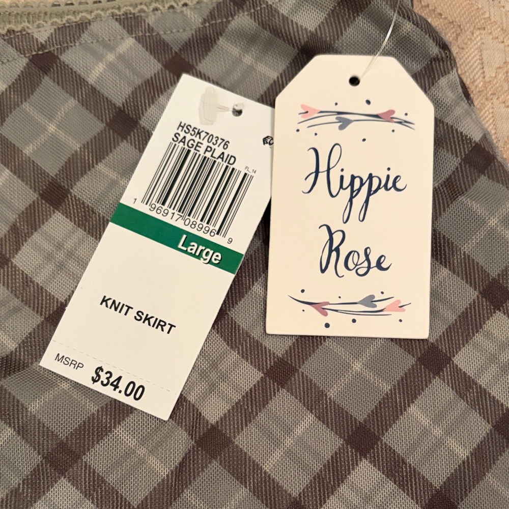Hippie Rose Juniors' Sage Plaid Maxi Skirt/NWT/L - Picture 5 of 14